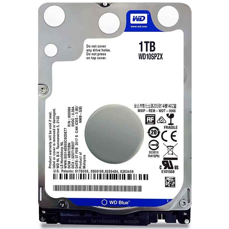 Disco Duro 1TB WESTERN DIGITAL 5400RPM SATA 2.5 WD10SPZX 