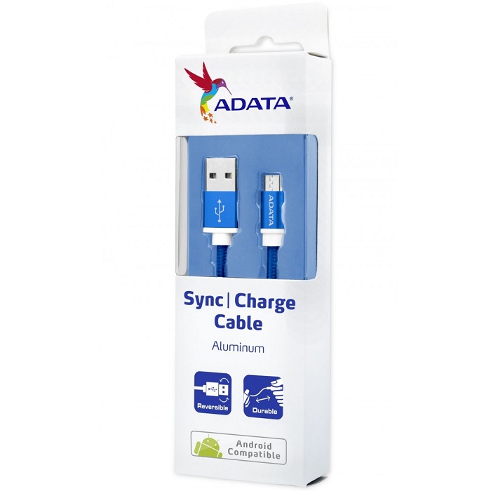 Cable USB A Micro-USB B Adata Azul Android Windows 1 Metro AMUCAL-100CMK-CBL