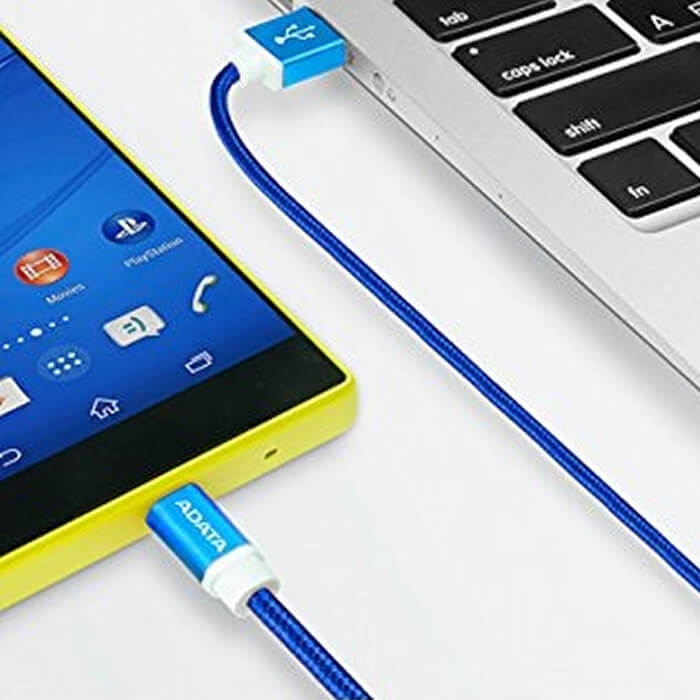 Cable USB A Micro-USB B Adata Azul Android Windows 1 Metro AMUCAL-100CMK-CBL