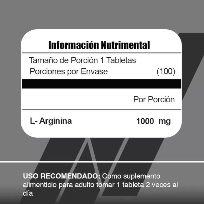 L-Arginina Meta Nutrition Arginine+ Contenido 100 Tabletas