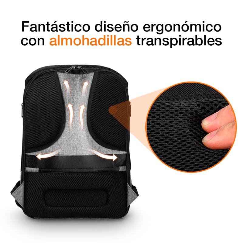 Redlemon Mochila Antirrobo Impermeable para Laptop, con Puerto USB para Power Bank y Audífonos, Cierre de Protección y más