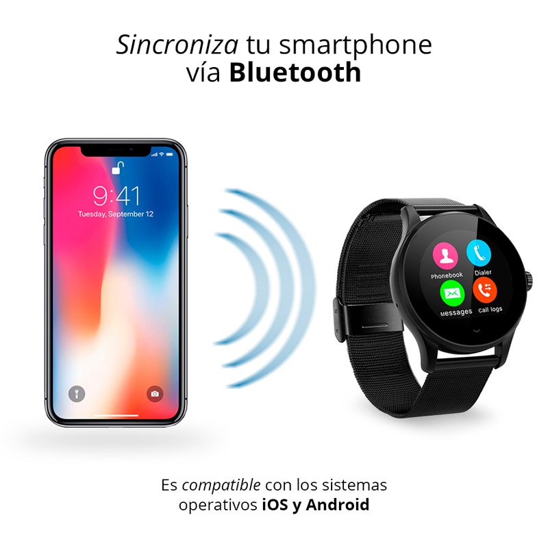 Redlemon Smartwatch Bluetooth, Notificaciones de Mensajería y Redes Sociales, K88H