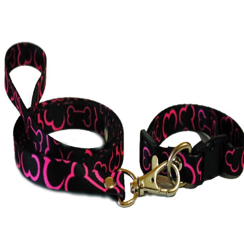 JUEGO COLLAR Y CORREA NYLON ESTAMPADO PARA PERROS DE RAZA CHICA.