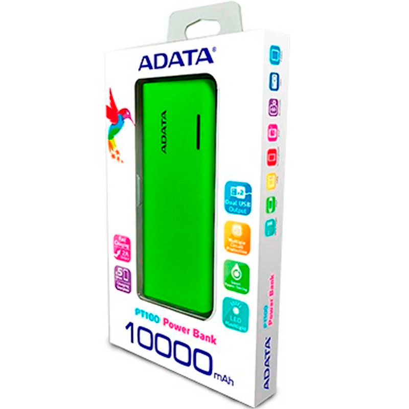 Power Bank 10000MAH ADATA PT100 Bateria Portatil APT100-10000M-5V-CGRYL 