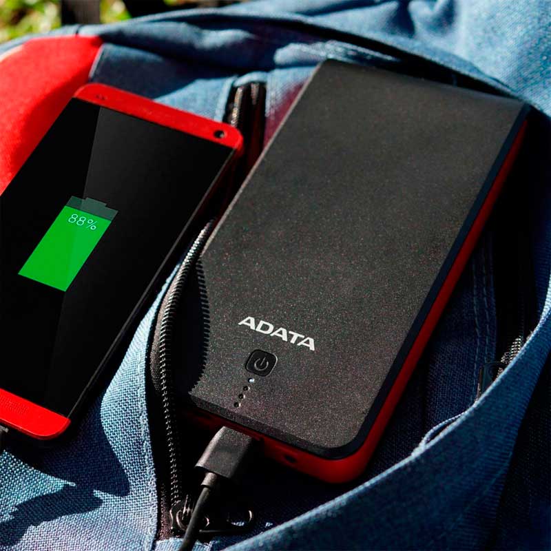 Power Bank Adata P20100 20100mah Negro/Rojo AP20100-5V-CBKRD