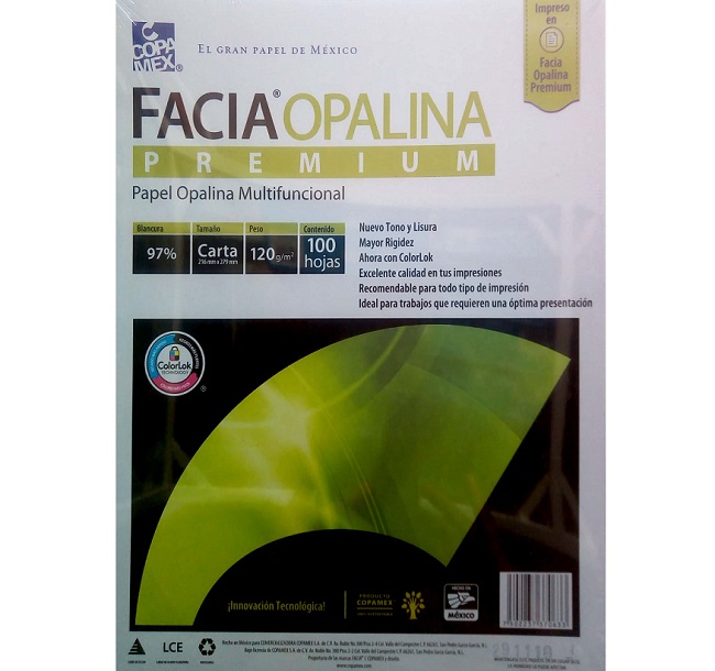 Papel Opalina 97% Blancura 120g/m Carta 100 hojas