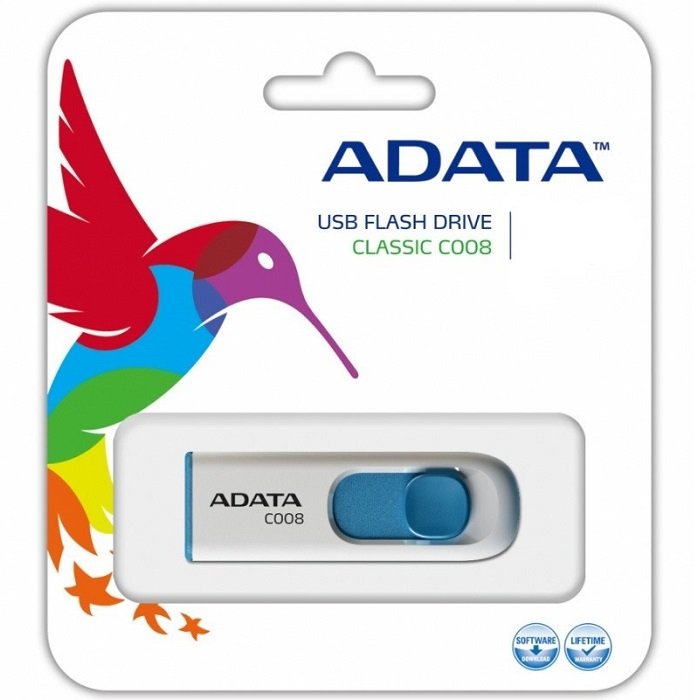 Memoria Flash USB Adata C008 32GB Blanco-Azul AC008-32G-RWE