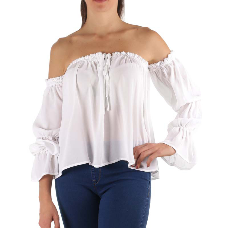 Blusa Twenty One Mujer Dama tipo strapless de manga larga bombacha con olanes