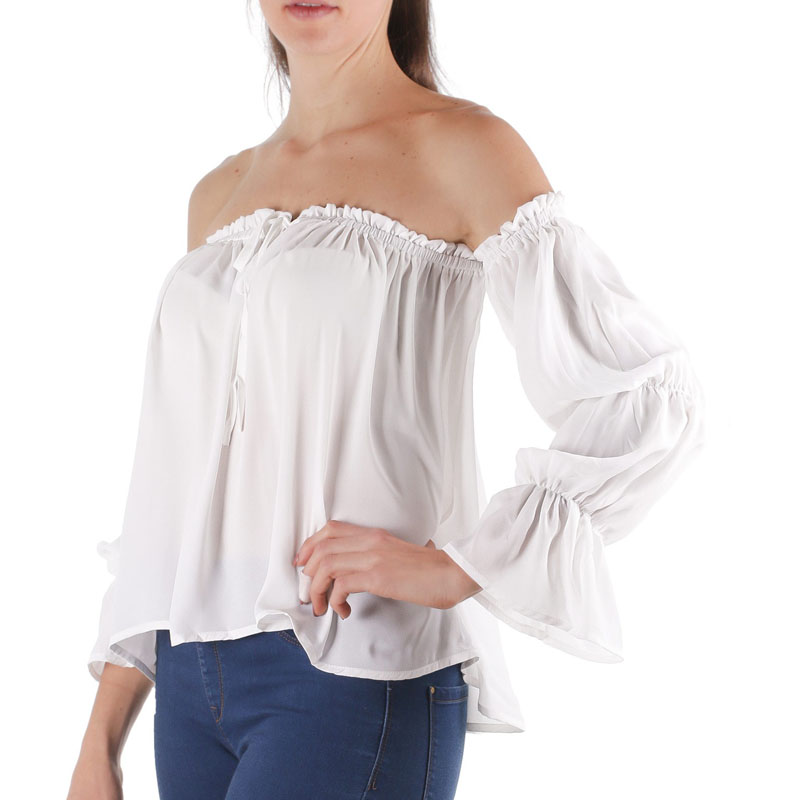 Blusa Twenty One Mujer Dama tipo strapless de manga larga bombacha con olanes