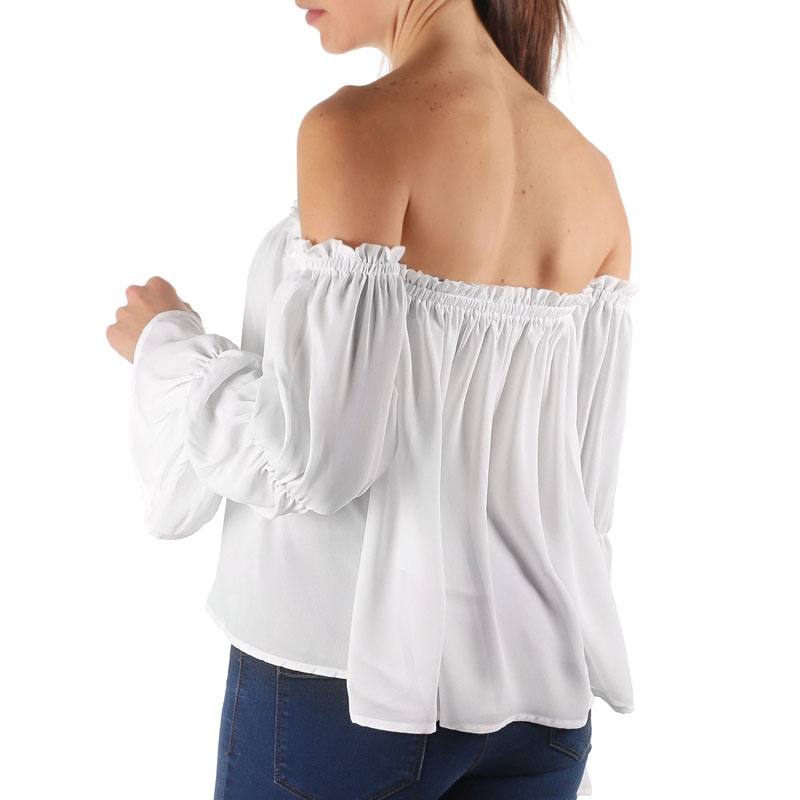 Blusa Twenty One Mujer Dama tipo strapless de manga larga bombacha con olanes