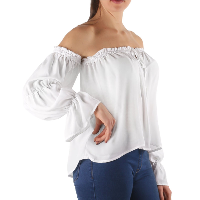 Blusa Twenty One Mujer Dama tipo strapless de manga larga bombacha con olanes