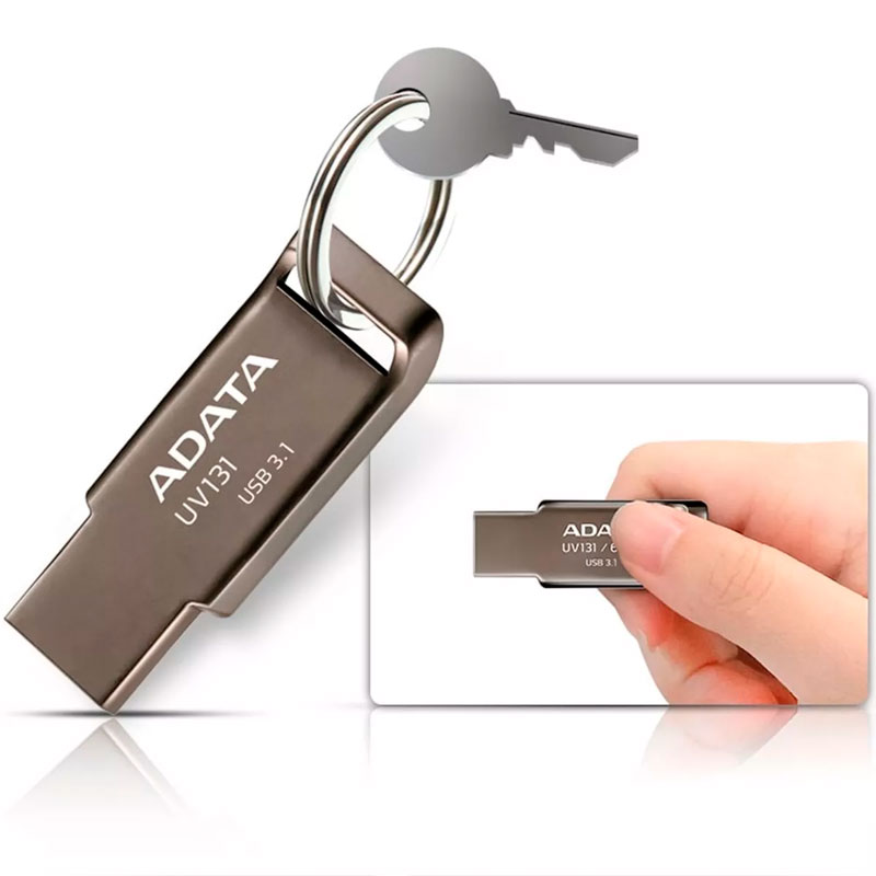 Memoria USB 16GB 3.1 ADATA UV131 Flash Drive Metalica Uso Rudo AUV131-16G-RGY