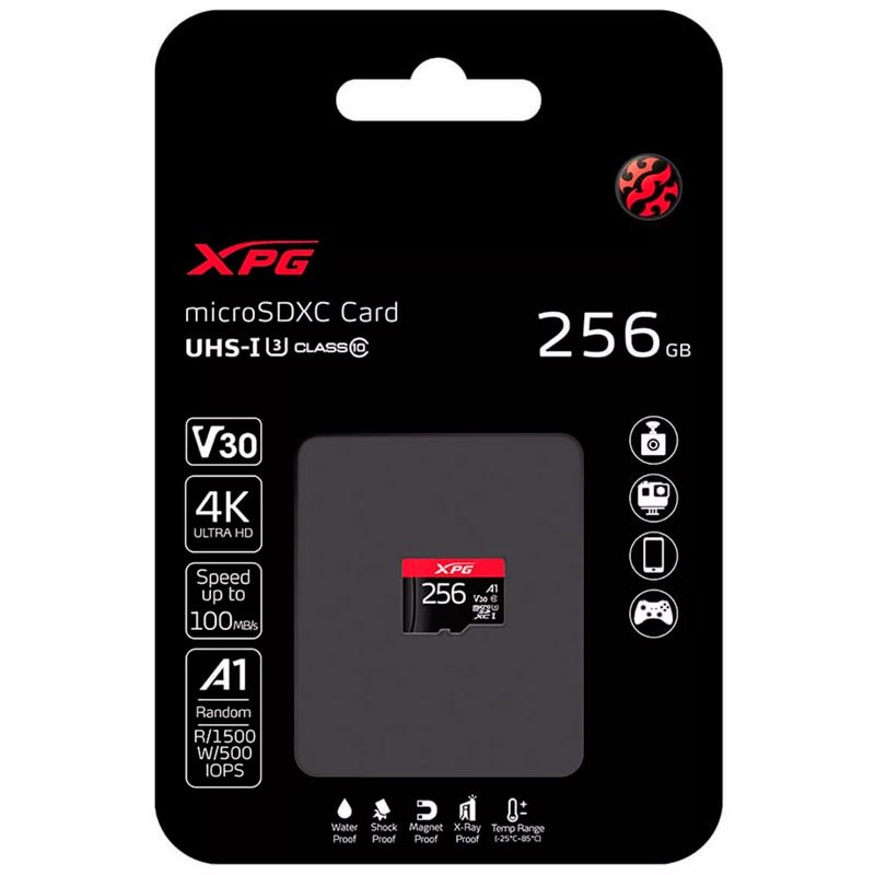 Memoria Micro SDXC 256GB ADATA XPG A1 Clase 10 V30 Nintendo Switch Juegos AUSDX256GUI3XPGA1-R