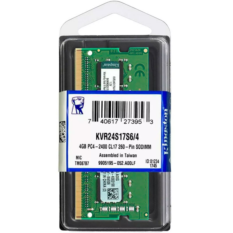 Memoria RAM DDR4 4GB 2400MHz KINGSTON Laptop KVR24S17S6/4 