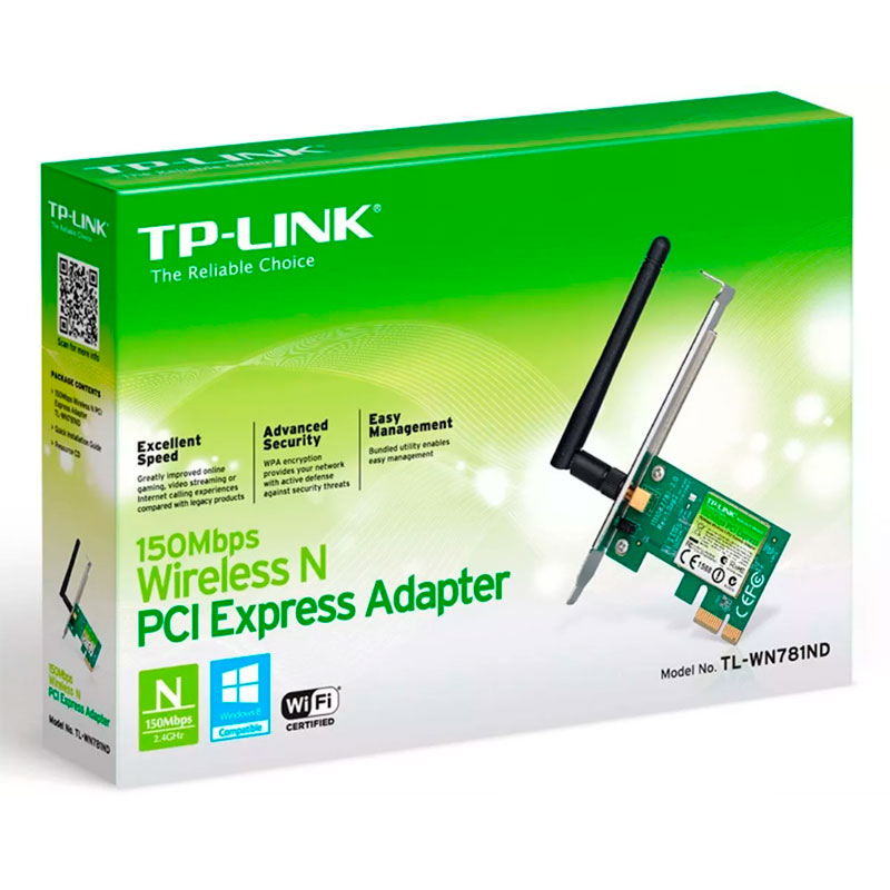 Adaptador Inalambrico PCIe TP-LINK TL-WN781ND 2.4Ghz 802.11n 150Mbps 