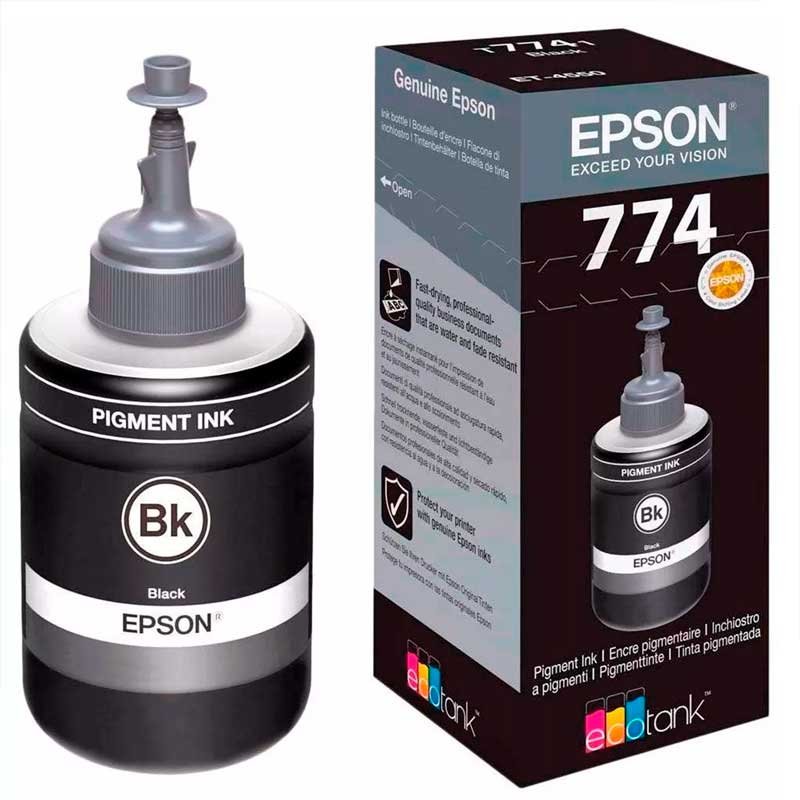 Botella Tinta EPSON T774 M100 M105 M200 M205 Negro T774120-AL 