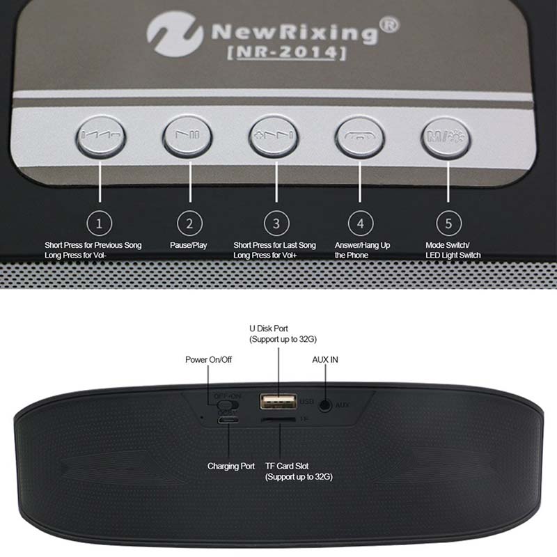 Bocina Bluetooth Portátil con Luces - Negro