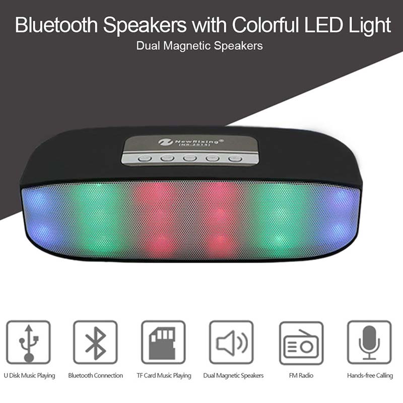 Bocina Bluetooth Portátil con Luces - Negro