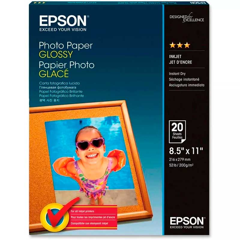 EPSON Papel Fotografico Glossy 8.5x11 20 Hojas S041141 