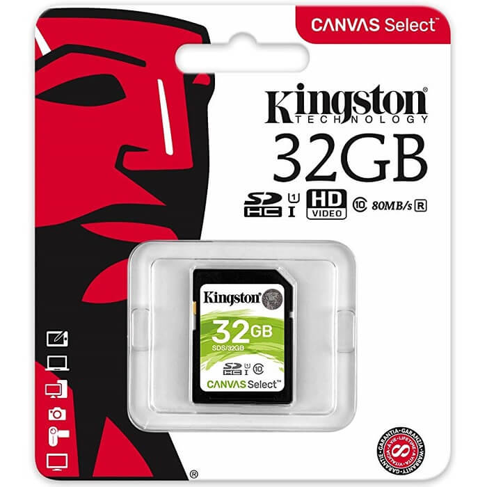 Memoria SD 32GB Kingston SDHC Clase 10 Canvas Select SDS/32GB