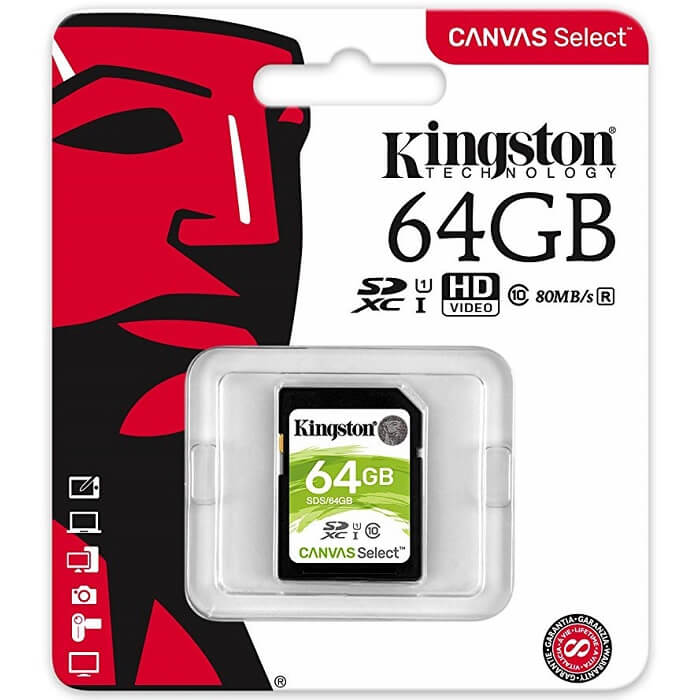 Memoria SD 64GB Kingston SDXC Clase 10 Canvas Select SDS/64GB