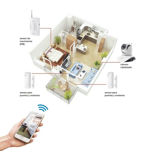 Kit Sistema De Seguridad Wi-fi C/ Cámara Y Sensores Steren