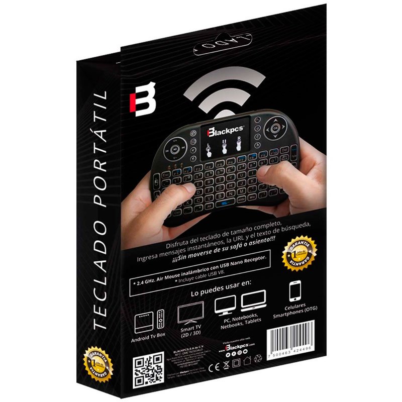 Teclado Portatil Blackpcs Ps4/pc/Smart Tv Air Mouse Touchpad Eo30t-bl 