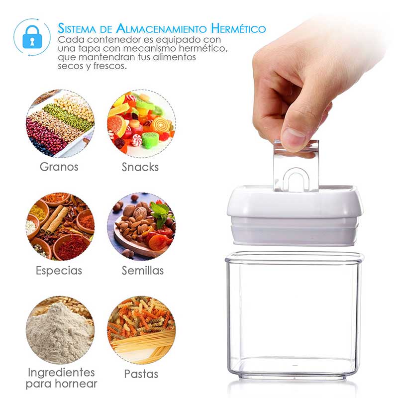 Juego 4 Recipientes Herméticos Cuadrados Grandes