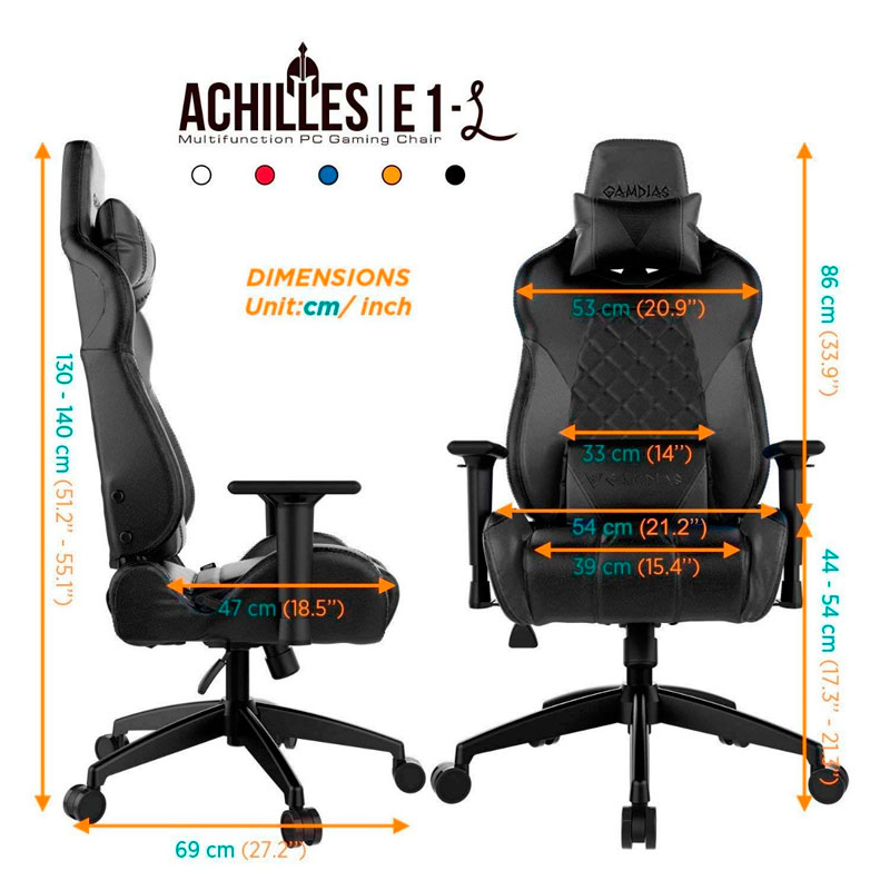 Silla Gamer Gamdias Achilles E1 L Rgb Reclinable 2d 200kg Negro