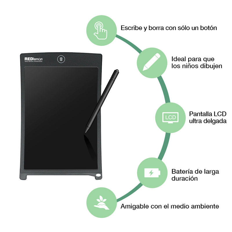 Redlemon Tablet Con Pantalla Lcd Tipo Block De Notas Pizarrón Mágico Para Refrigerador, Oficina, Dibujos De Niños