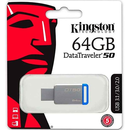 KINGSTON Memoria USB 64GB DataTraveler Metalica DT50/64GB 
