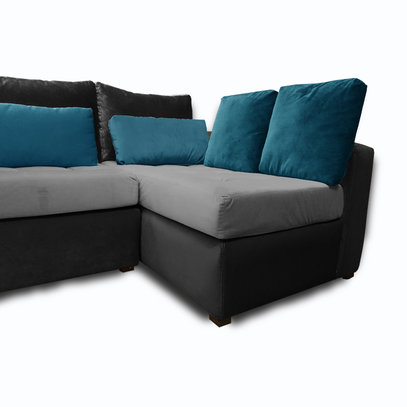 Sala Alaska terciopelo Gris y azul Muebles ROJEF // ENTREGA A CDMX Y ZONA METROPOLITANA.