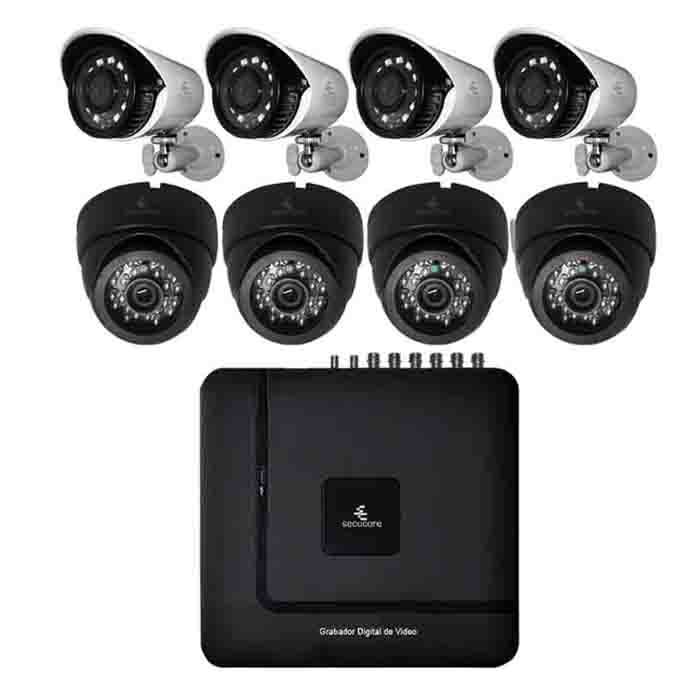 Kit Cctv Circuito Cerrado Vigilancia 8 Camaras Bullet Domo