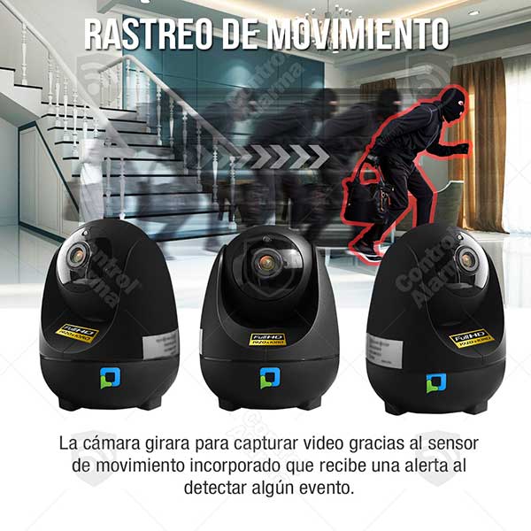 Camara IP WiFi Full HD 1080p Auto Tracking Rastreo Automatico de Movimiento Almacenamiento en Nube de por Vida Audio Dos vias Seguridad para Casa o Negocio