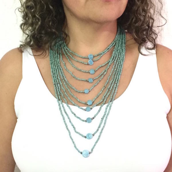 Collar Artesanal Cascada 10 Hilos Varios Colores 