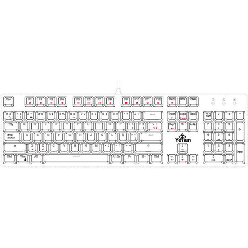 Teclado Gamer Mecanico YEYIAN Flare 2000 RGB Retroiluminado Switch Cafe