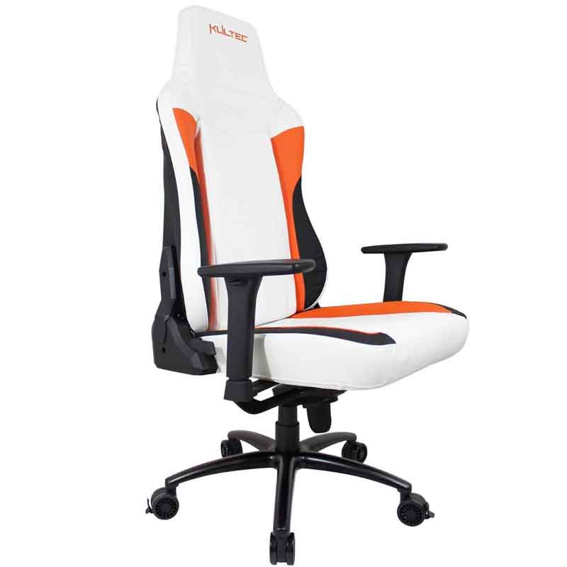 Silla Gamer KULTEC Serie M1 Ergonomica Gaming Vinipiel Tonuk Blanco/Naranja KLTM-9393 