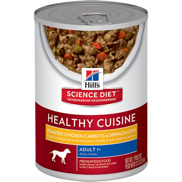 Hills Science diet Alimento Húmedo para Perro Adulto+7 Cocina Sana Estofado de Pollo Rostizado, Zanahorias y Espinacas 0.35 Kg