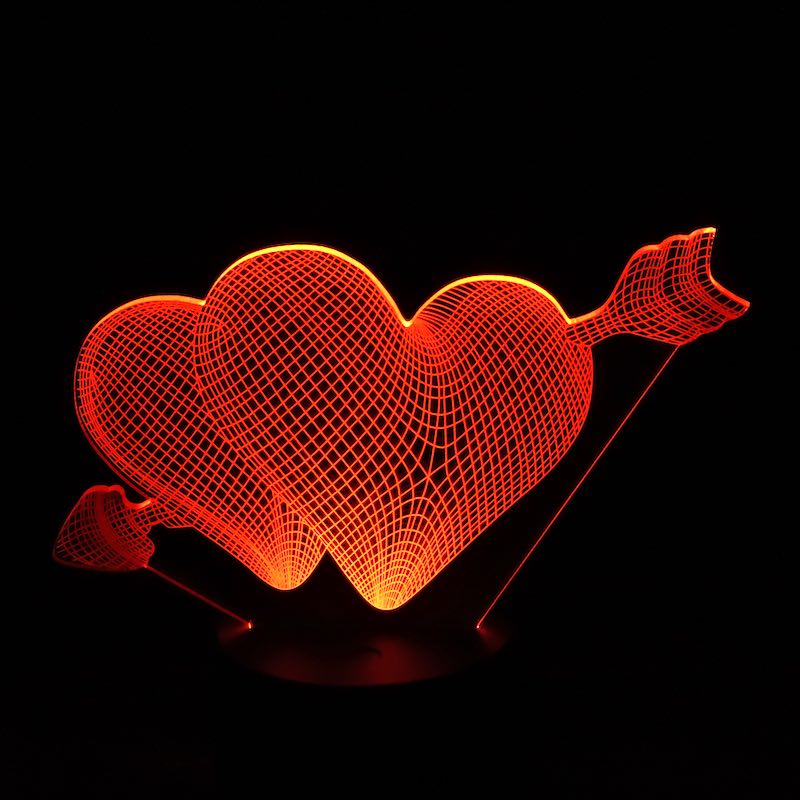 Lámpara 3D San Valentín Double Heart