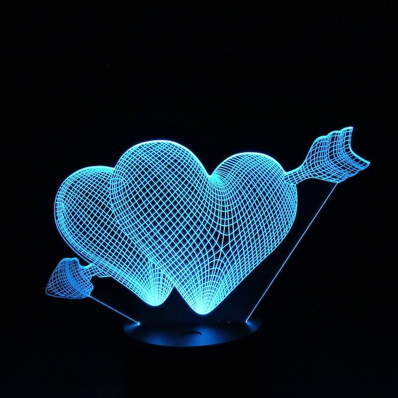 Lámpara 3D San Valentín Double Heart