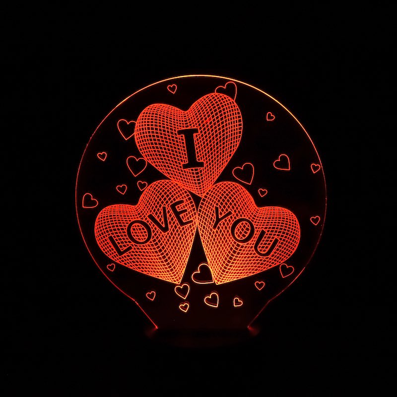 Lámpara 3D San Valentín I Love You