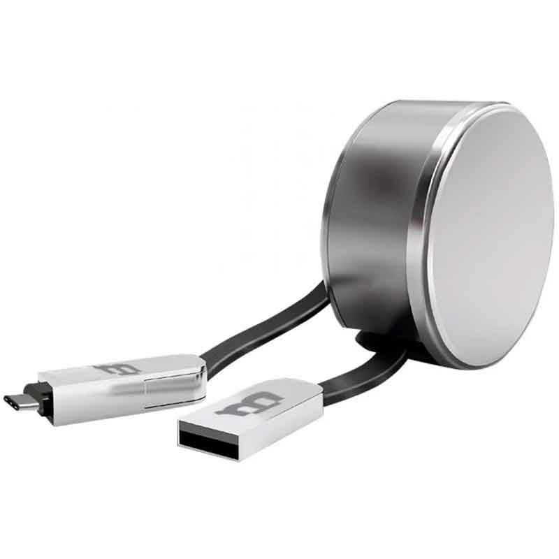 Cable Tipo C y Micro usb Retractil 1m V8 Blackpcs Casmcpr-3 Plata