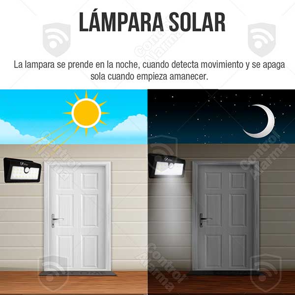 Lampara Solar 20 Led Reflector Exterior Sensor Movimiento
