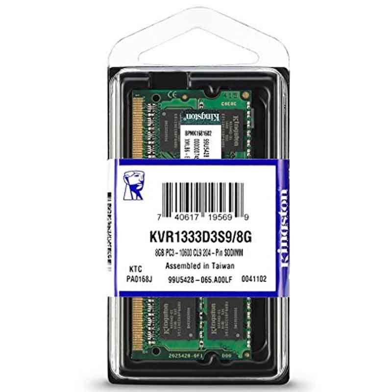 Memoria Ram KINGSTON 8GB DDR3 1333Mhz Laptop KVR1333D3S98G 