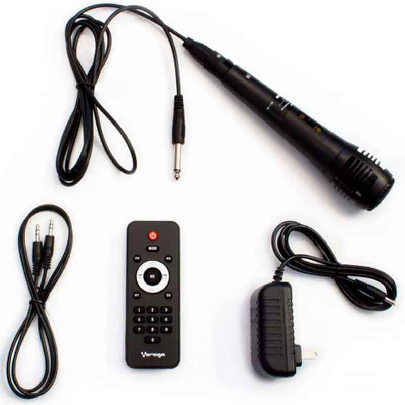 Bocinas Karaoke VORAGO 401 MicroSD Bluethooth Microfono Inalambrico Negro KSP-401 