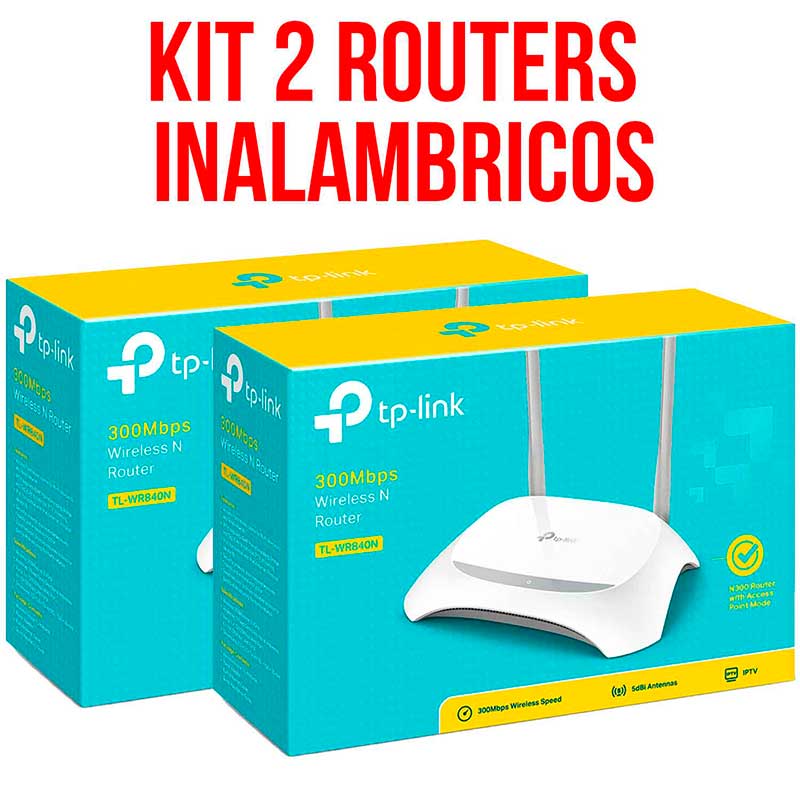 Kit 2 Router Inalambrico TP-LINK TL-WR840N V5 N300 2 Antenas 5 dBi 