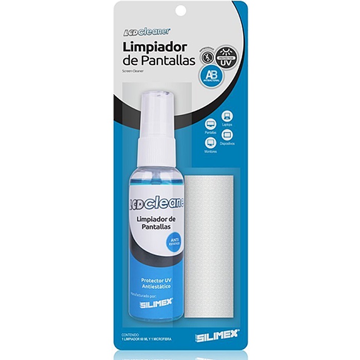 Limpiador De Pantallas Silimex LCD Cleaner 60ml Con Microfibra