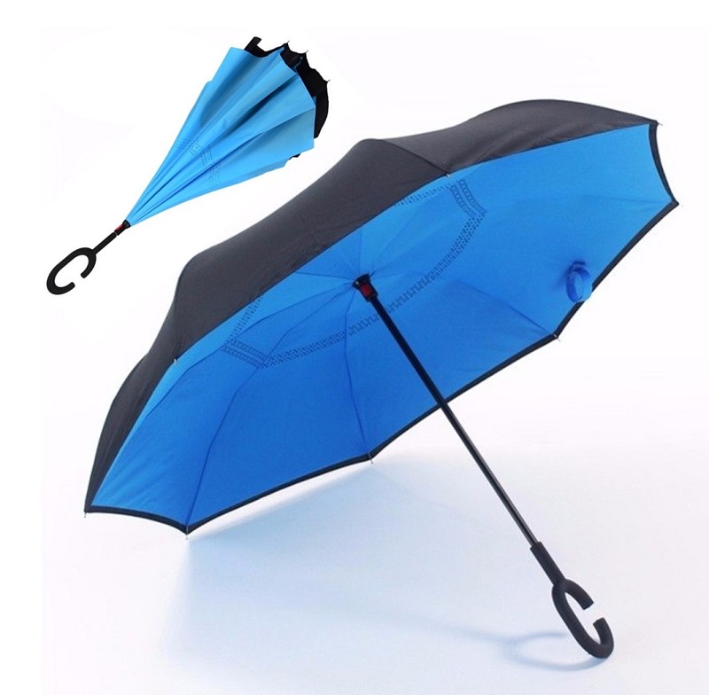 Paraguas reversible  Invertido manos libres azul
