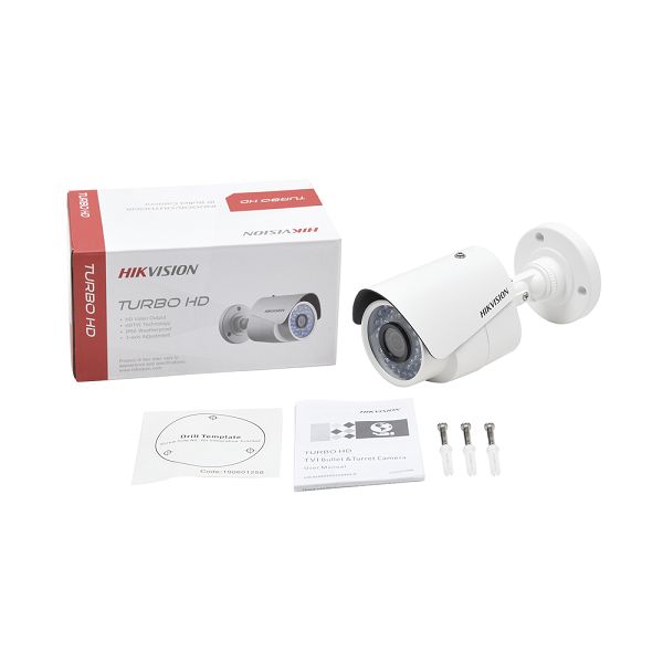 CAMARA DE SEGURIDAD TIPO BALA TurboHD 2 MEGAPIXELES 1080P MARCA HIKVISION / METALICA /Gran Apertura 92º / IR Inteligente 30 mts / Exterior IP66 HIKVISION