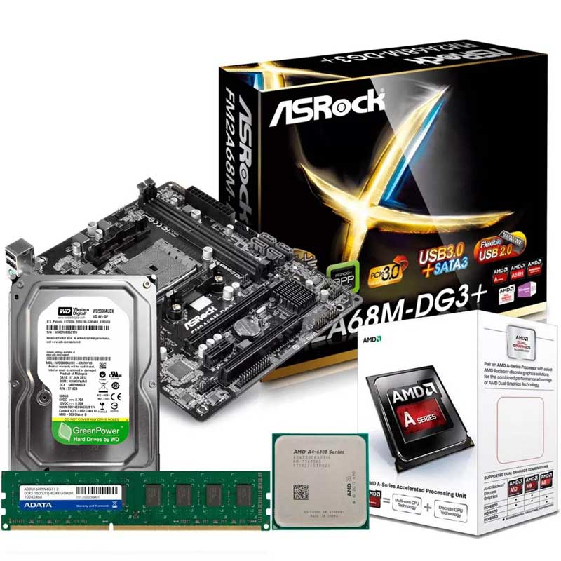 Pc Gamer Xtreme AMD A4 6300 Dual Core 4gb 500GB Monitor 195 Kit 